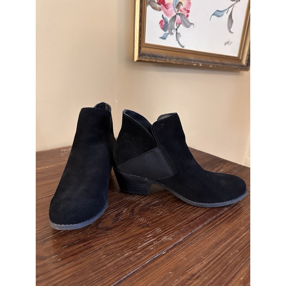 Me Too Boots Women's 7.5 Zoey Ankle Boots Pull On Black Leather Suede